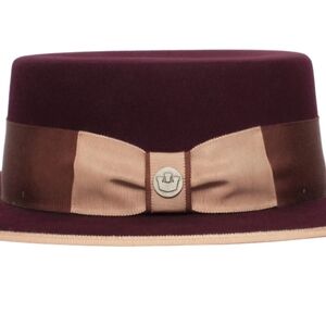 Elegant Burgundy and Tan Women's Hat